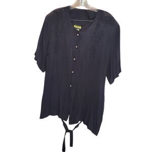 Jouly Black Gold Button Tie Back Blouse XL